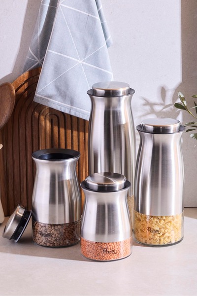 Perotti Inox 4 Size Storage Container and Jar Set