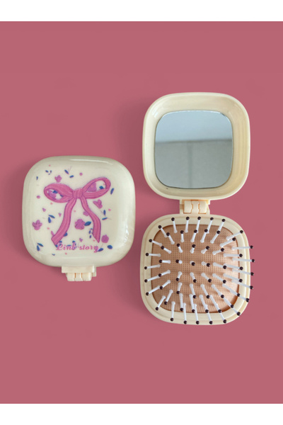 synshop Pieptene cu oglindă cu panglică florală Perie de păr pliabilă
