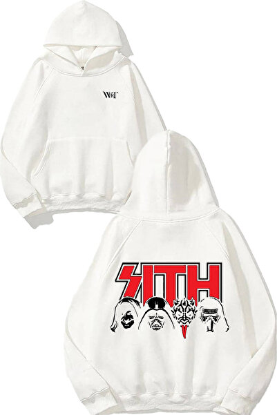 THEWERT Hanorac cu glugă albă cu imprimeu pe spate Star Wars Darth Vader 13