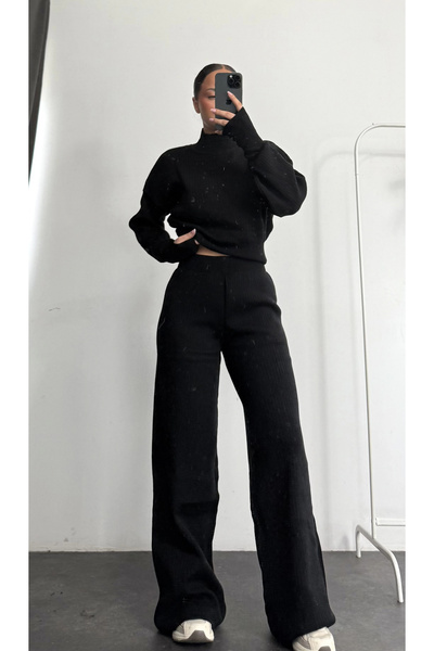 nona butik Monica Knitwear Set - Black
