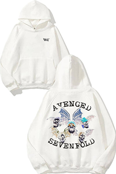 THEWERT Avenged Sevenfold 6 Design Back Printed White Hooded Sweatshirt