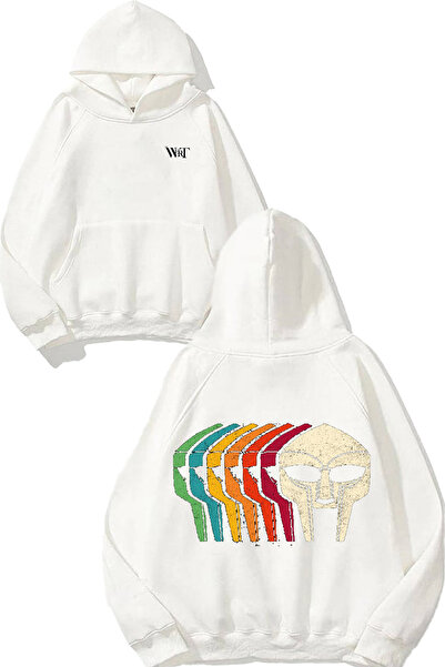 THEWERT Mf Doom 2 Design Back Printed White Hooded Sweatshirt