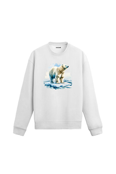 Colermi سويت شيرت مطبوع عليه دب القطب ذو طابع طبيعي