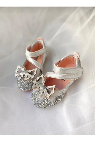 STELLA BUTİK Girl's Stones Bowknot Babet