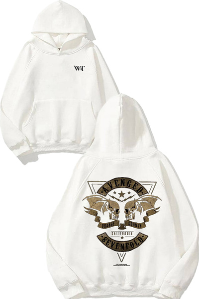 THEWERT Φούτερ με λευκή κουκούλα με στάμπα στην πλάτη Avenged Sevenfold 9