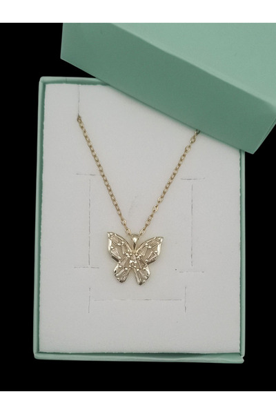Bijuty Butterfly Necklace with Steel Chain - Gold Color