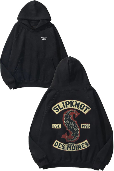 THEWERT Slipknot Rock Music 3 Design Back Printed Black Hooded Sweatshirt