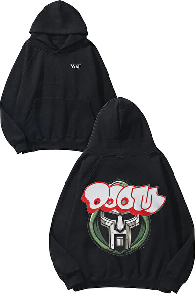 THEWERT Mf Doom 1 Design Back Printed Black Hooded Sweatshirt