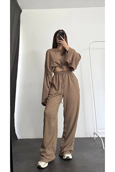 nona butik Ellish Waist Drawstring Suit - Beige