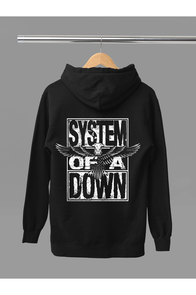 MAGORS System of a down Printed Cotton Long Sleeve Ribbed 3-Ply Hooded Rock Sweatshirt