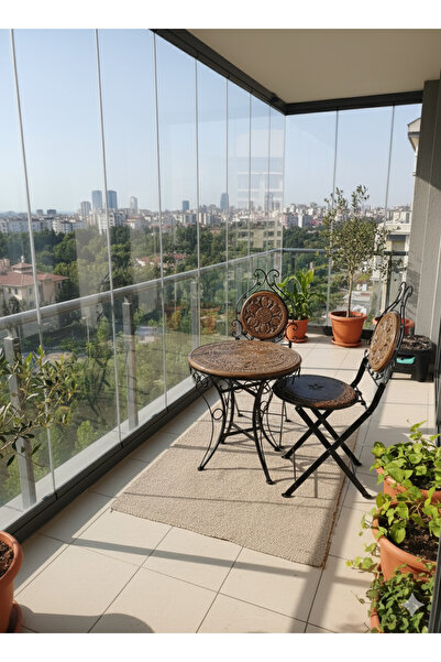 DNC Art&Deco El Oyması Katlanır Sandalyeli Ferforje Masa Seti