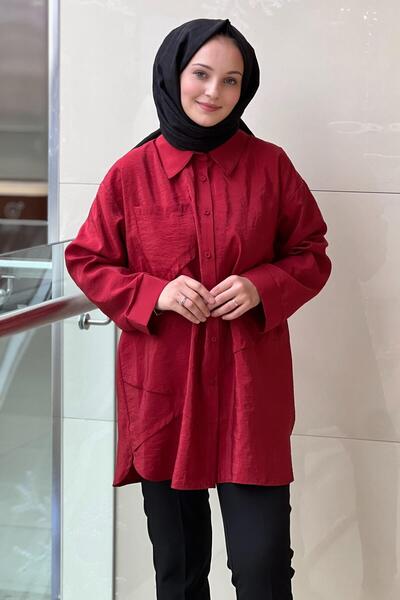 Ceremony Front Buttoned Long Shirt with Pocket Detail