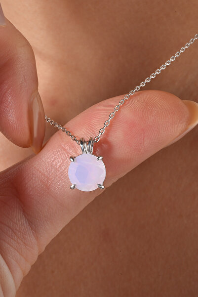 bircevher 925 Ayar Gümüş Tektaş Kolye – Pembe Kuvars (Aşk Taşı), Sevgiliye He...