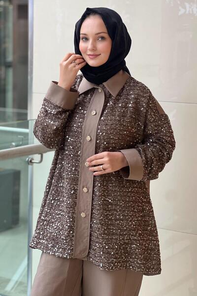 Ghisa Sequin Sequin Shirt Pants Set