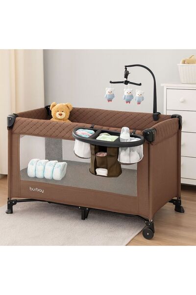 burbay Burbay multi-functional baby bed, two sleeping levels, baby storage, changing table