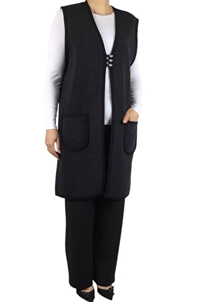 ECE GİYİM Women's Patterned Three Button Thick Winter Vest