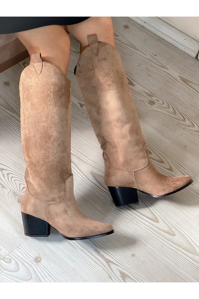 BERFONA Folly Vi̇zon Suede 6 cm Heel Dallas Boots