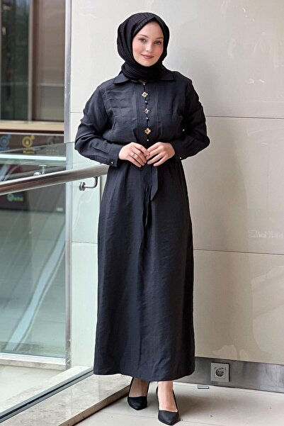 FUAT GÜRSEN Fuat Gürşen Semi-Closed Top, Gathered Waist Dress