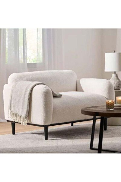 Betak Crisp White Boucle 2-Seater Sofa Swedish Wood