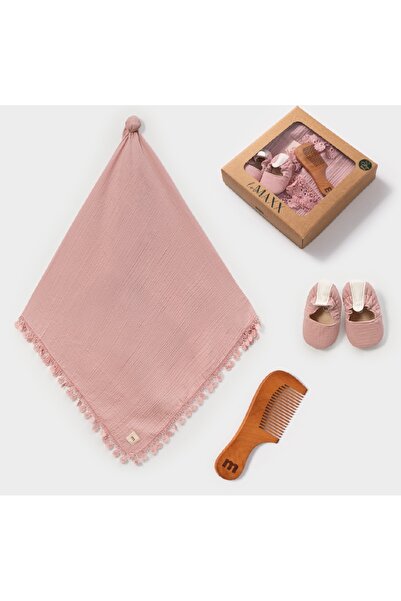 LOVE MAXX Cotton Baby Muslin Blanket Comb and Booties Set