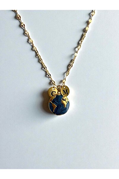 Fiamoss 2 Letter Detailed World Necklace