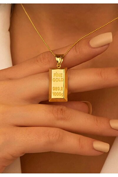 Minoka Kadın Gold Külçe Kolye