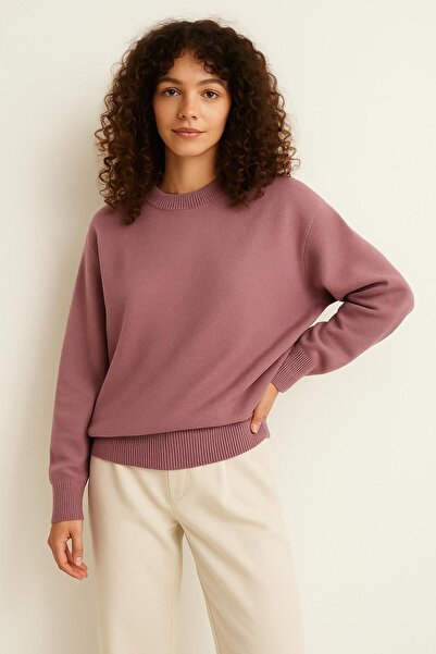 YUGA KNİTTİNG PULOVER DE TRICOTAT DE BAZĂ CU Gâtul Crew, Textura Moale, Mărim...