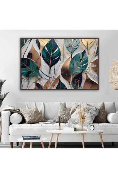 SND Leaf Canvas Wall Art, Brown Frame, 80x120 cm