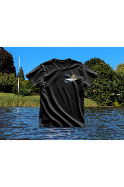 I Swim In Style Balık Baskılı Oversize T-Shirt Erkek %100 Pamuk
