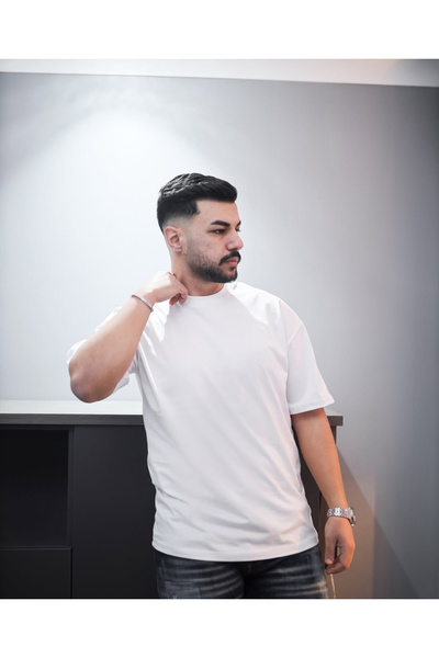 ATKGİYİM Tşört Basic Oversize Tişört – Erkek Günlük Spor Şık Rahat Pamuklu Yuvarlak Yaka Kısa Kollu