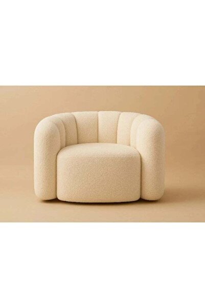 soufa dibaj Aurora Alcove Chair - White Fabric Bouclé - 85x80x85cm