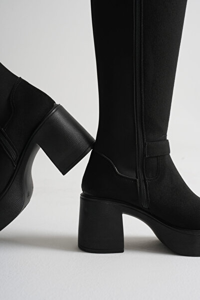 Zerenyus Woly Premium Women's Daily Black Suede Buckle Boots