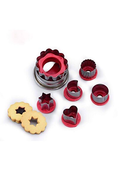 ÇEÇEN HOME Heart Stainless Steel Cookie Set, 5 Mini Biscuit Cutters with Biscuit Mold and Sandwich Cookie Cutter