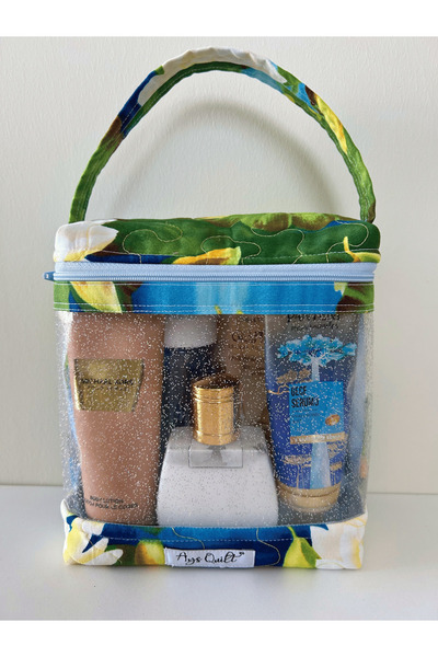 Ays Quilt حقيبة مكياج شفافة - حقيبة مكياج شفافة - حقيبة سفر بسحاب ومقبض للحمل