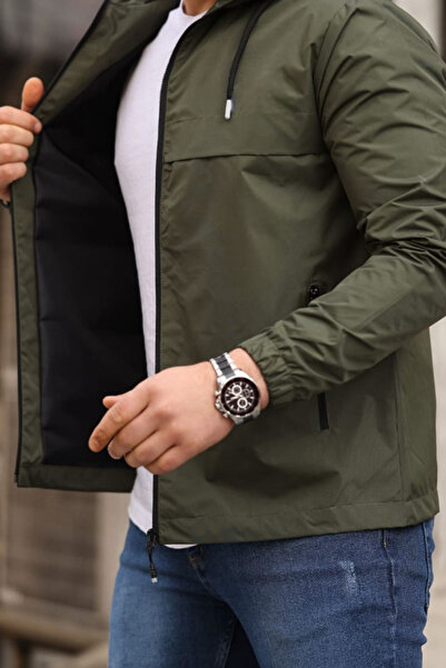 comstar Men's Lined Hooded Khaki Windbreaker & Raincoat