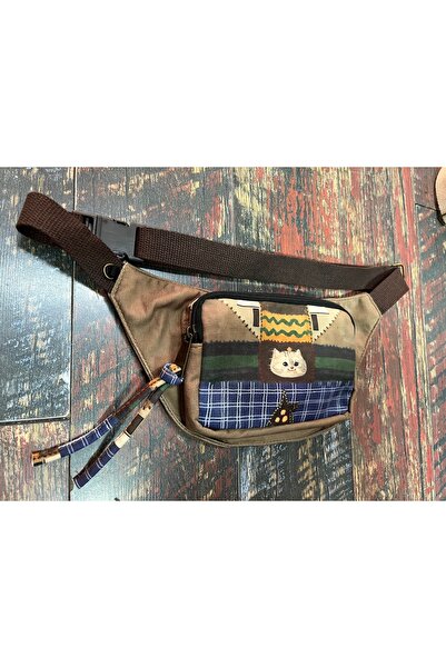 Street Bag Ethnic Authentic Cat Pattern Casual Travel Waist Bag Multi-Pocket Water Resistant Waterproof
