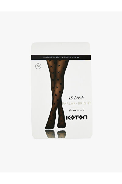 Koton 15 Den Bow Patterned Shiny Pantyhose