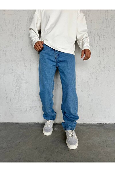 Gambocci Men's Baggy Wide Fit Long Wide High Waist Jeans