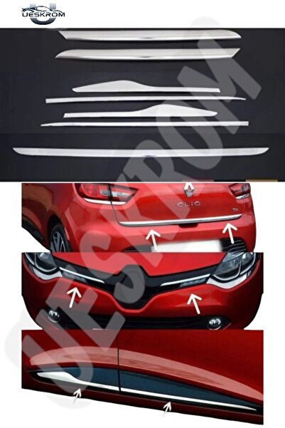 ueskrom Renault Clio 4 Yan Kapı Çıtası + Ön Panjur + Bagaj alt Çıtası