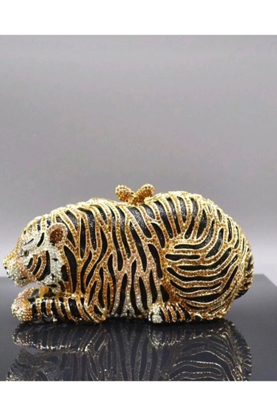 Papillon Tiger Clutch Bag Gold