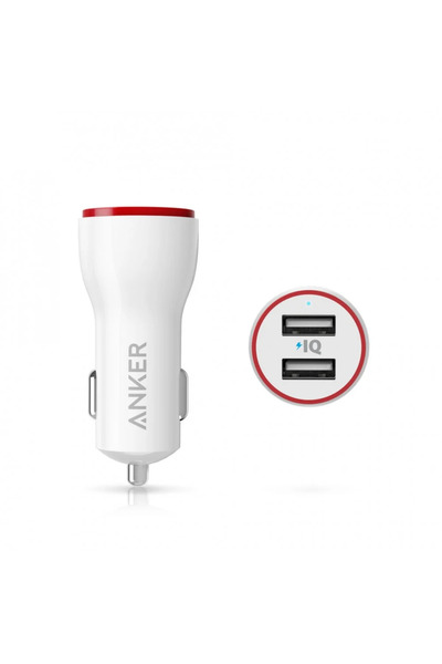 Mazen Store Telecommunications Anker Car Charger Head with 2 USB Ports - White