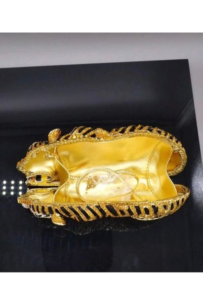 Papillon Tiger Clutch Bag Gold