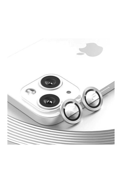 TEKNOPARKTA Apple iPhone 13 Mini Camera Protective Lens Eyepiece with Metal Frame Set of 2 Silver Gray Silver
