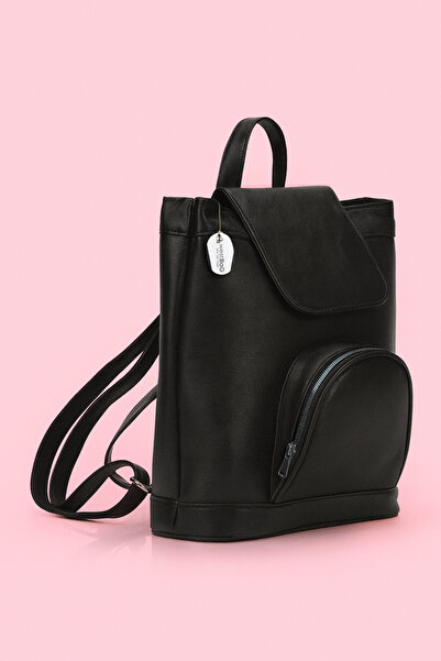 westbag Genuine Leather Women's Black Backpack with Adjustable Straps