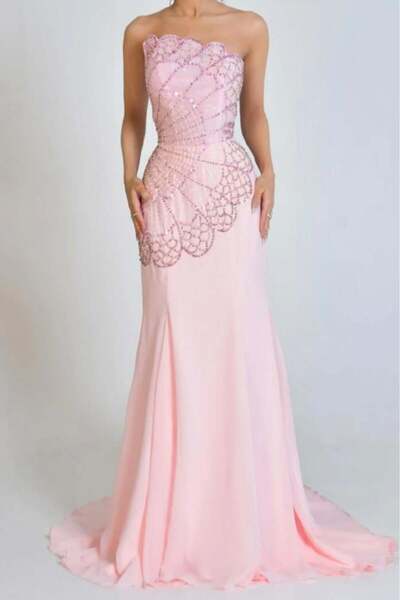 JOUNGIER Pink beaded top evening dress