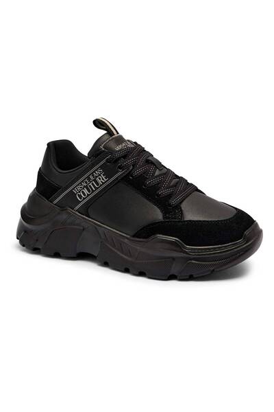 Versace Erkek Yüksek Rahat Taban Süet Detaylı Siyah Sneaker 79YA3SC2ZPB30-899