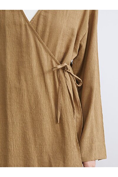 LC Waikiki Lcw Modest Double Breasted Collar Textured Women's Kimono