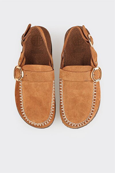 Elle Shoes Taba Deri Kadın Terlik