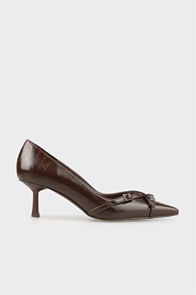 Elle Shoes Kahve Kadın Orta Topuk Ayakkabı