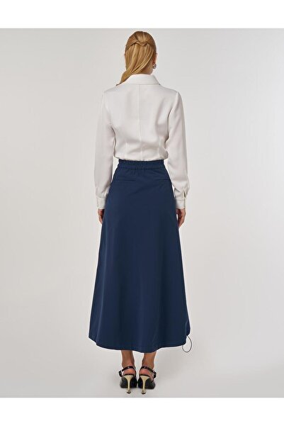 Kayra Yüksek Bel Çan Etek Koyu Lacivert